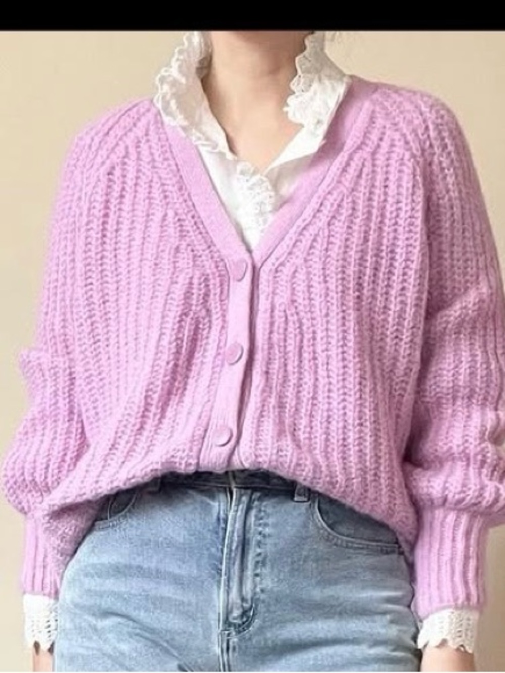 Sezane Mauve Basile Alpaca Blend Cardigan Sweater size L